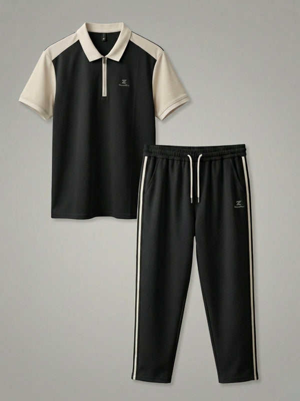 Urban Style Black &amp; Beige Tracksuit